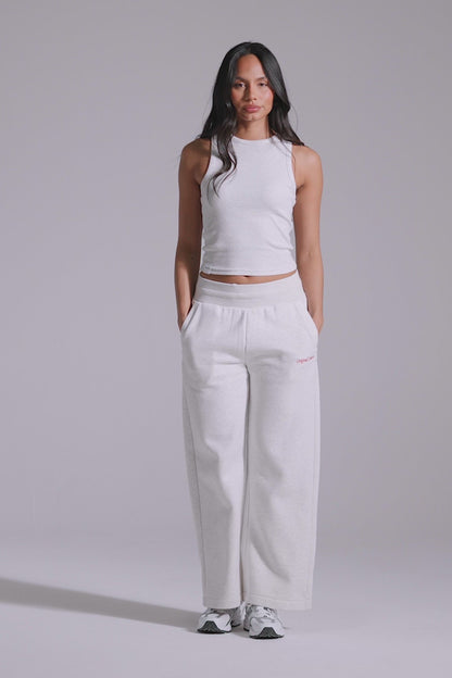 Wide Leg Joggers - White Marl