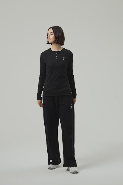 Flower Long Sleeve T-shirt - Jet Black