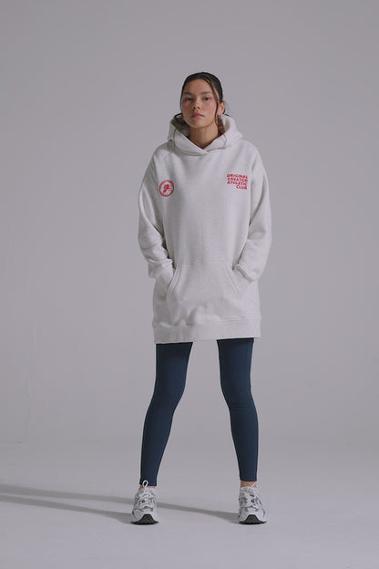 Athletic Long Line Hoodie - White Marl