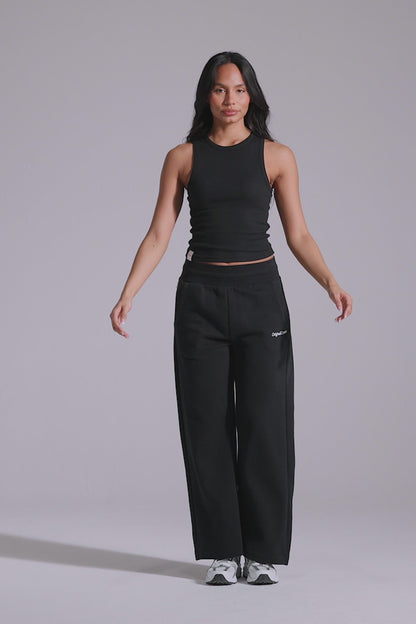 Wide Leg Jogger - Jet Black