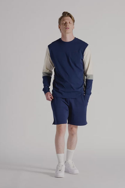 Colour Block Long Sleeve T-Shirt - Midnight Blue