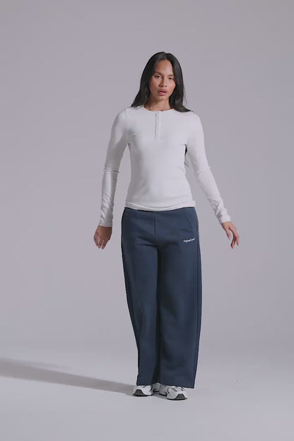 Long Sleeve Slim Fit Top - White Marl