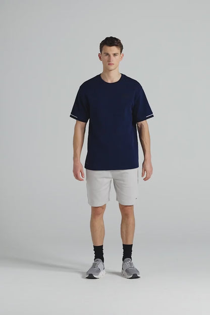 Boxy Pique Crew T-Shirt - Midnight Blue