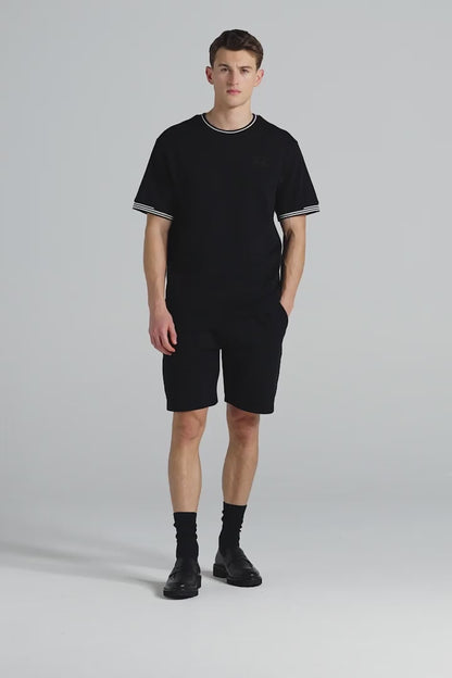 Boxy Pique Crew T-Shirt - Jet Black