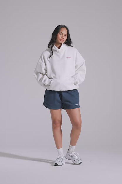 Slouchy Hoodie - White Marl