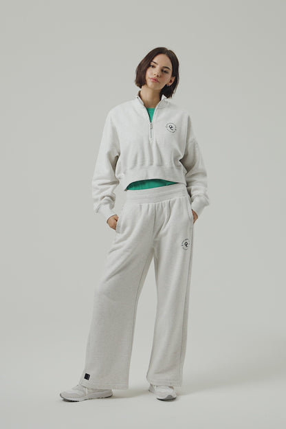 Joy Crop Half Zip - White Marl