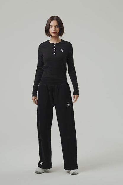 Joy Wide Leg Joggers - Jet Black
