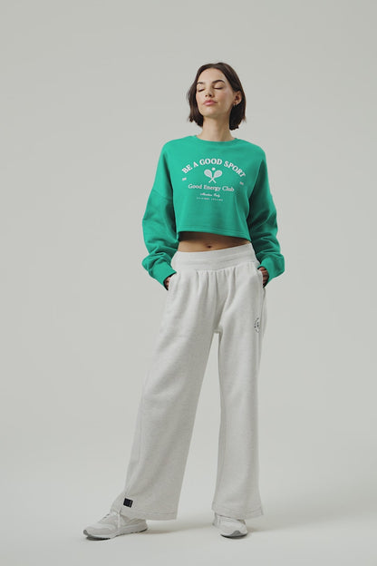Tennis Crop Sweatshirt - Tennis Green