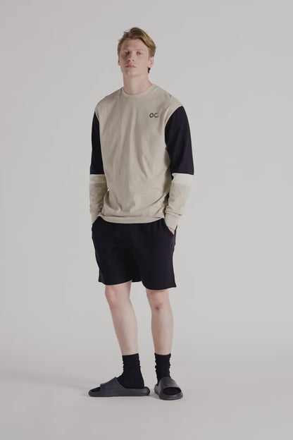 Colour Block Long Sleeve T-Shirt - Sand Stone