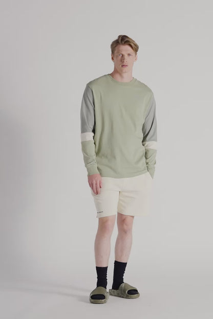 Colour Block Long Sleeve T-Shirt - Laurel Green