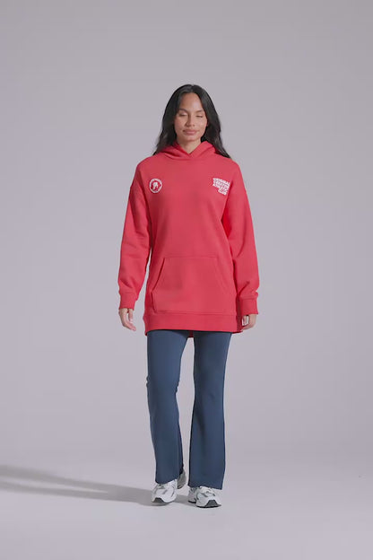 Athletic Long Line Hoodie - Poppy Red