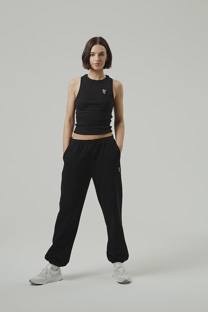 Flower Joggers - Jet Black
