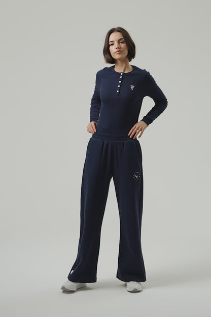 Joy Wide Leg Joggers - Midnight Blue