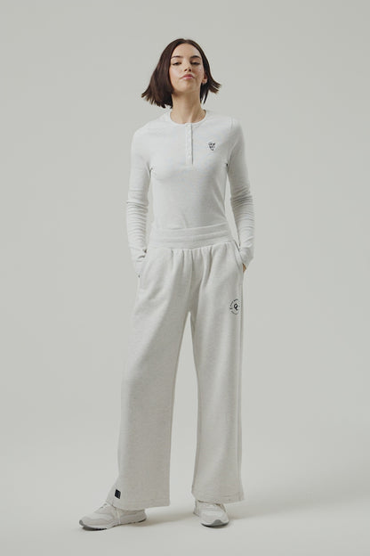 Joy Wide Leg Joggers - White Marl