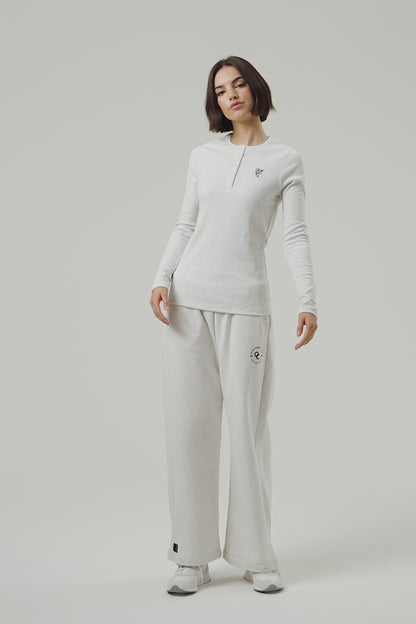 Flower Long Sleeve T-shirt - White Marl