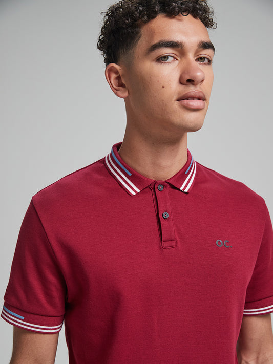 Track Polo Shirt - Cranberry Red