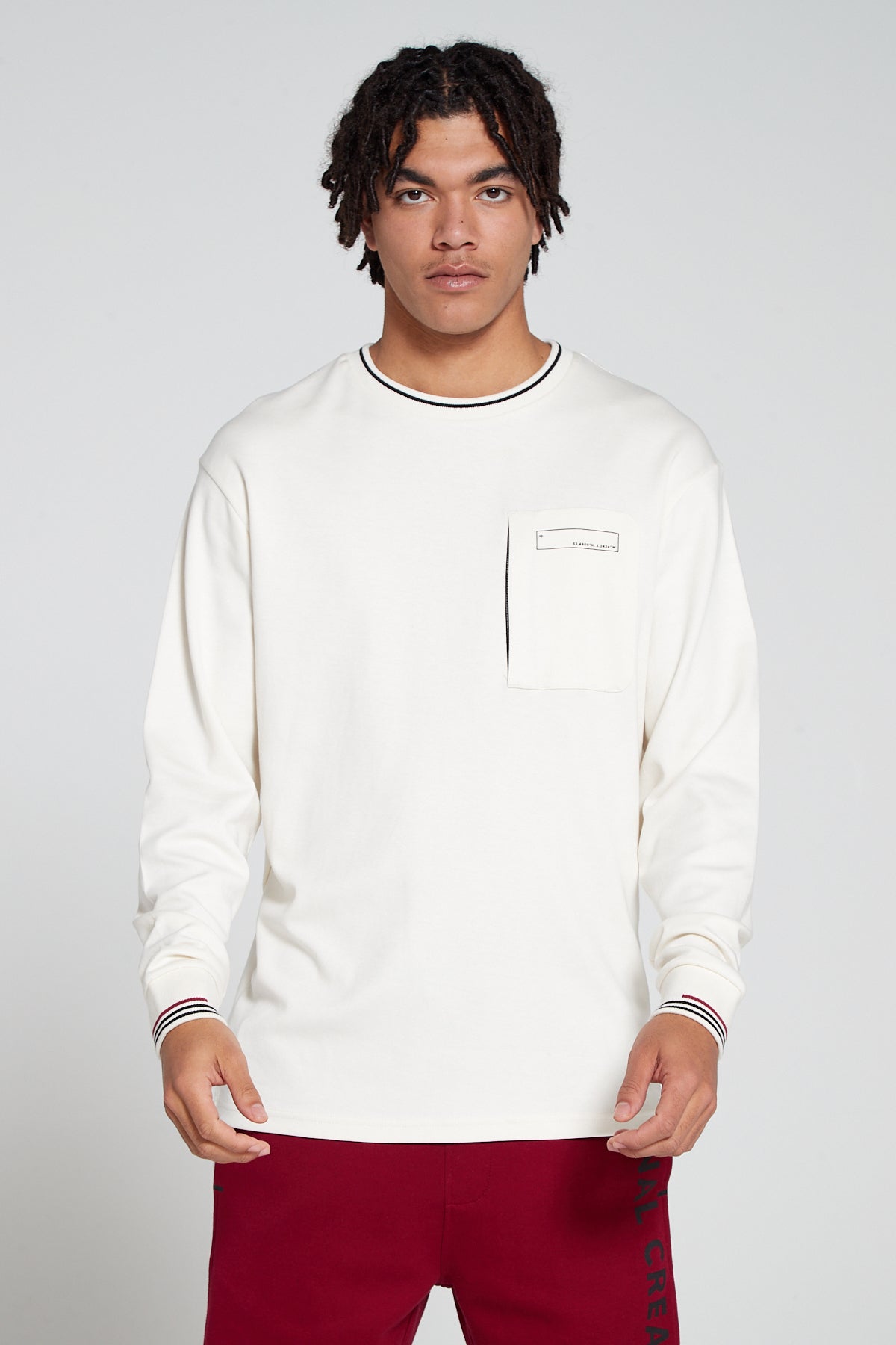 Track 2.0 Zip Pocket Long Sleeve T-Shirt - Off White