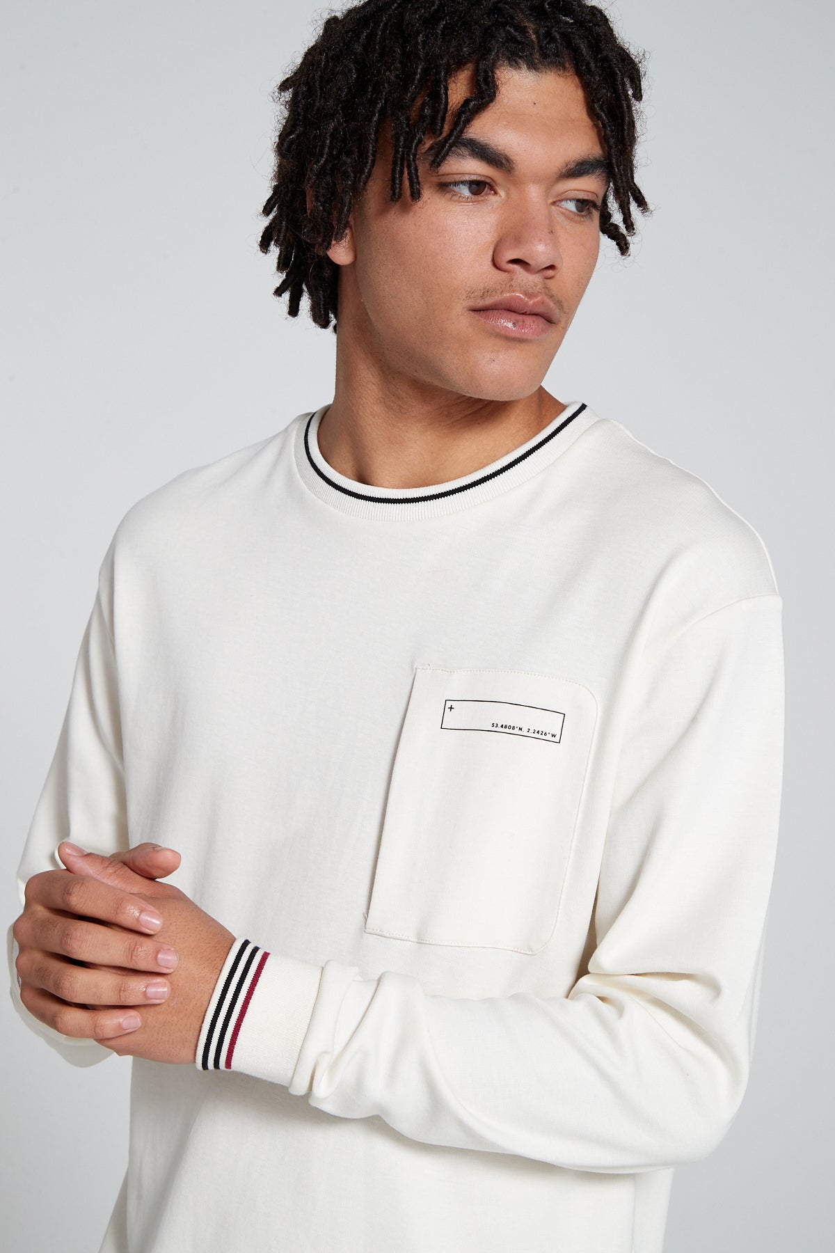 Track 2.0 Zip Pocket Long Sleeve T-Shirt - Off White