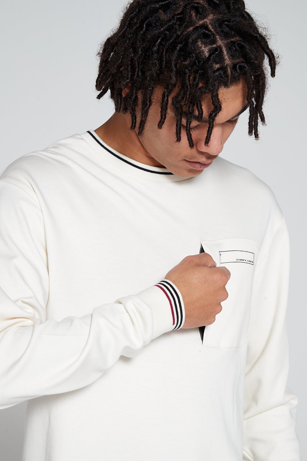 Track 2.0 Zip Pocket Long Sleeve T-Shirt - Off White