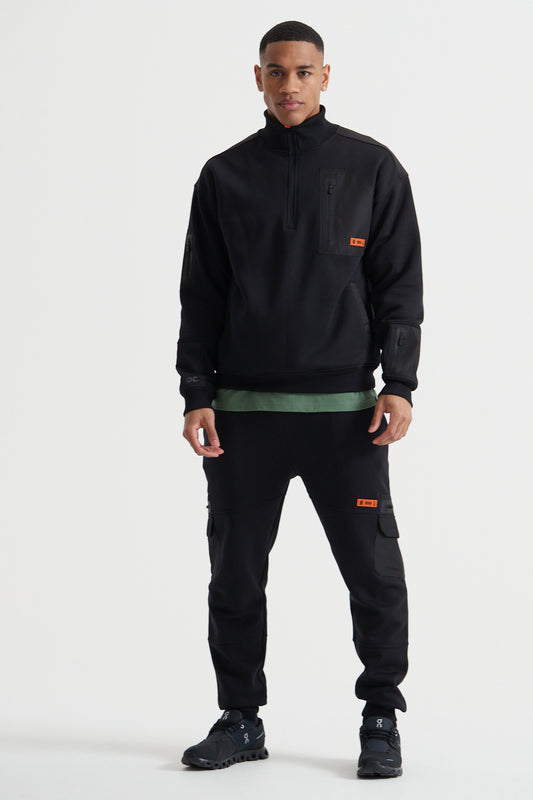 Cargo Half Zip - Jet Black