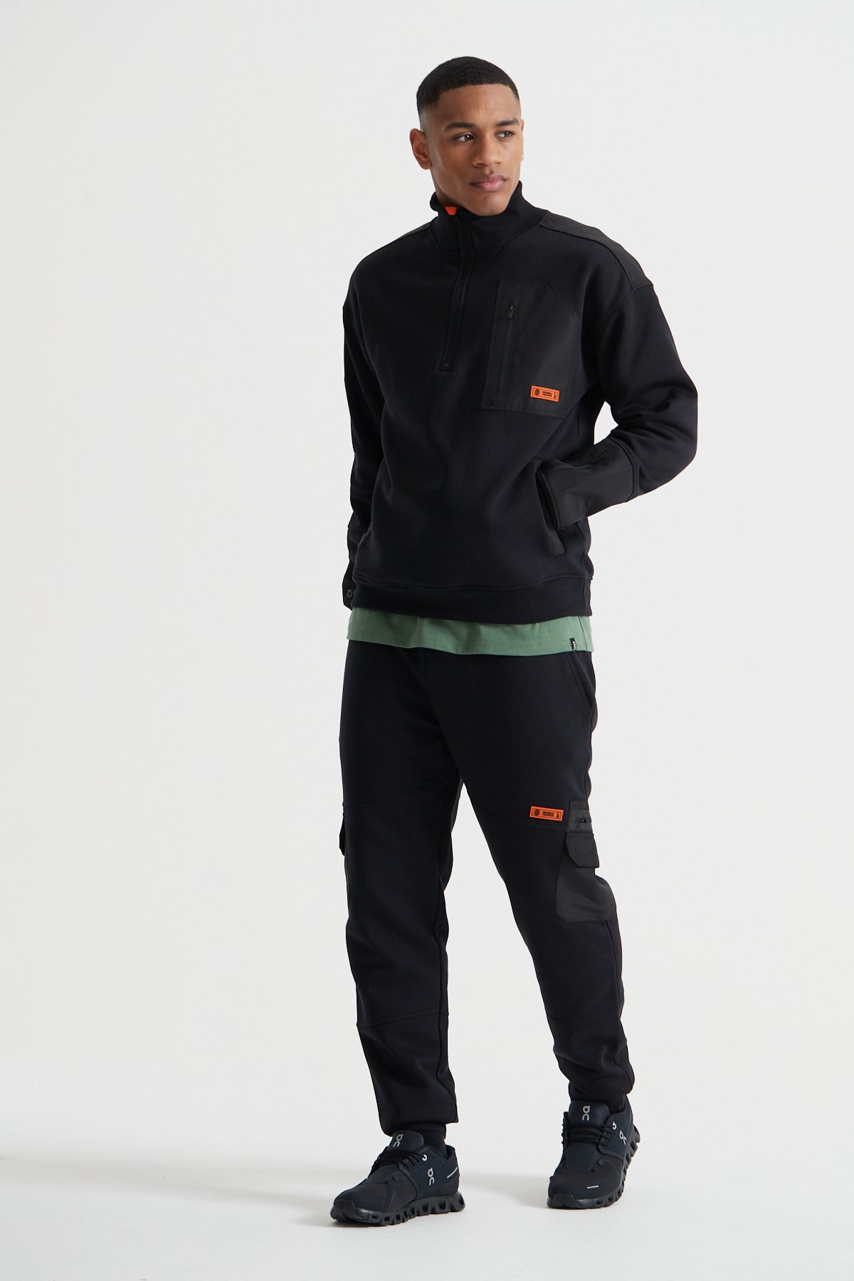 Cargo Half Zip - Jet Black