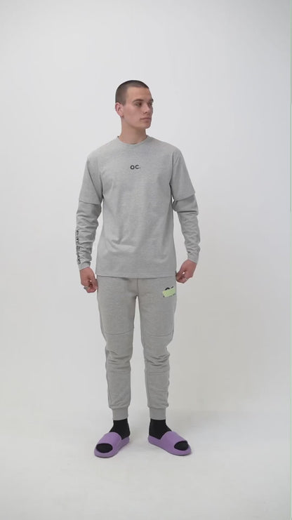 OC. Layered Sleeve T-Shirt - Granite Grey