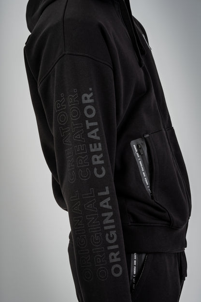 Error_404 Zip Hoodie - Jet Black