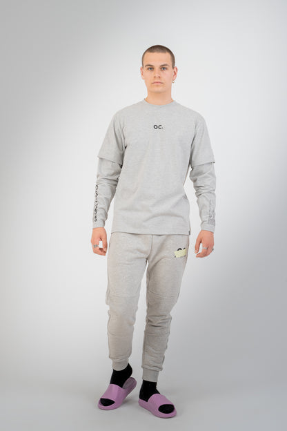 OC. Layered Sleeve T-Shirt - Granite Grey