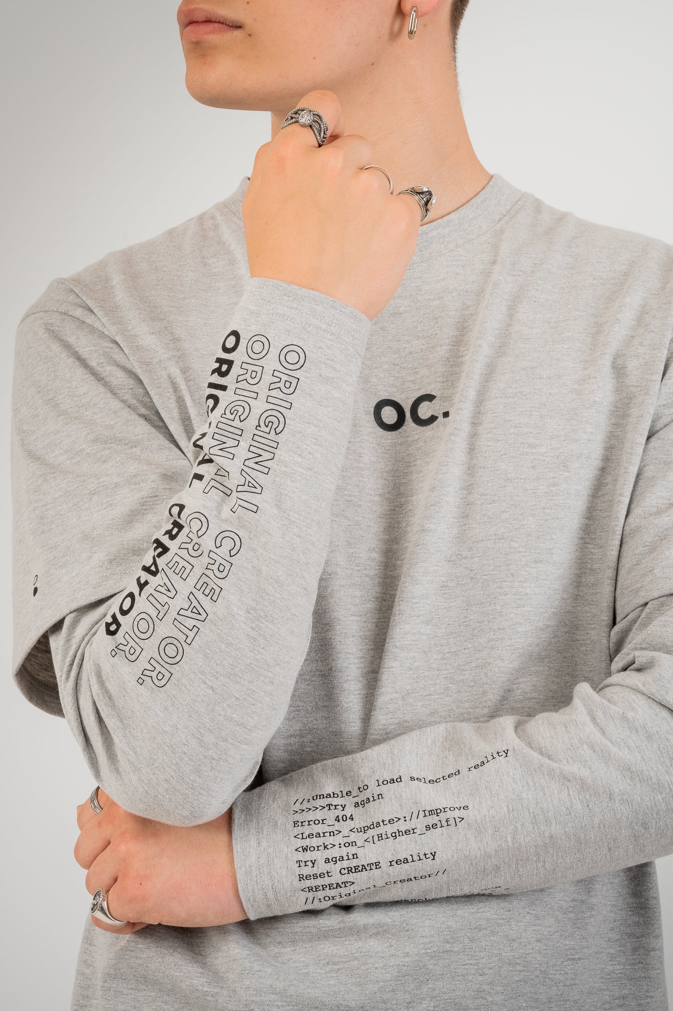 OC. Layered Sleeve T-Shirt - Granite Grey