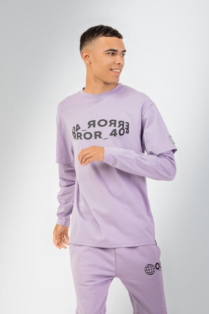 Error Circuit Layered Sleeve T-Shirt - Faded Lilac