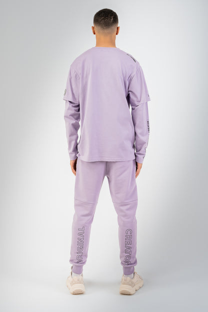 Error Circuit Layered Sleeve T-Shirt - Faded Lilac