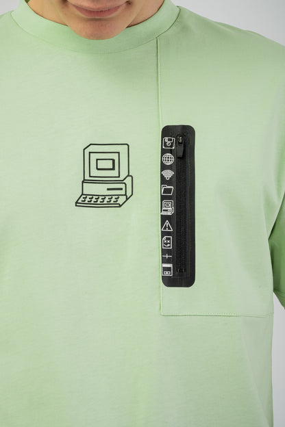 Computer Zip T-Shirt - Peppermint Green