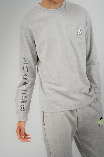 Error_404 Long Sleeve T-Shirt - Granite Grey