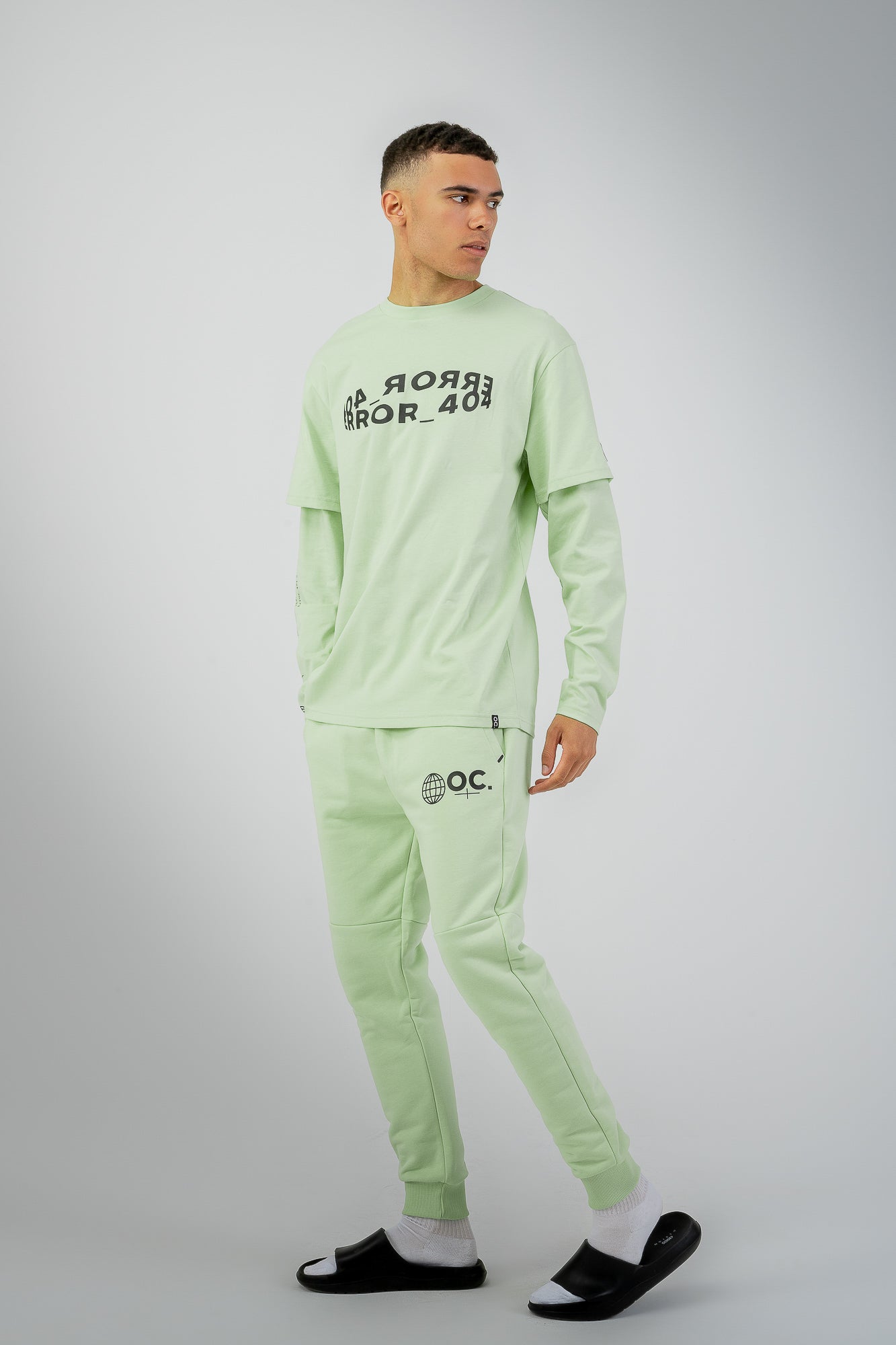 Error Circuit Layered Sleeve T-Shirt - Peppermint Green