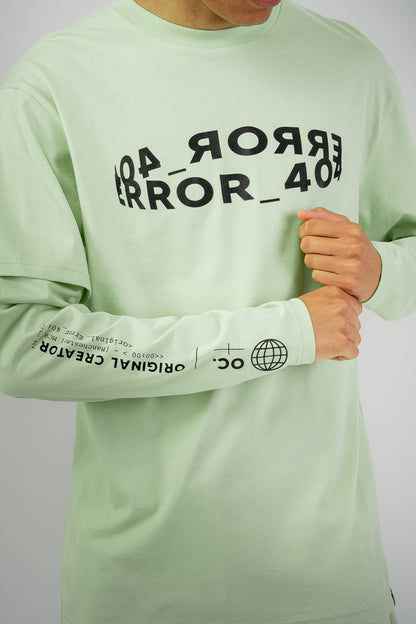 Error Circuit Layered Sleeve T-Shirt - Peppermint Green
