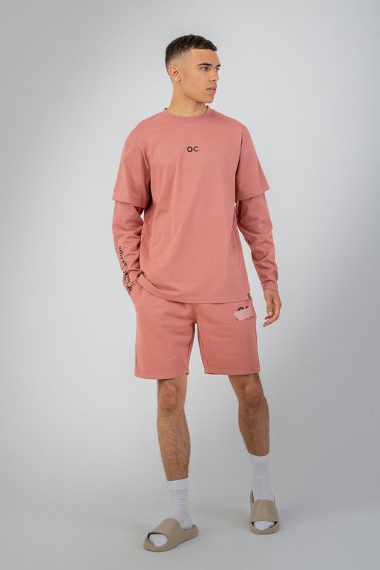 OC. Layered Sleeve T-Shirt - Dusky Pink