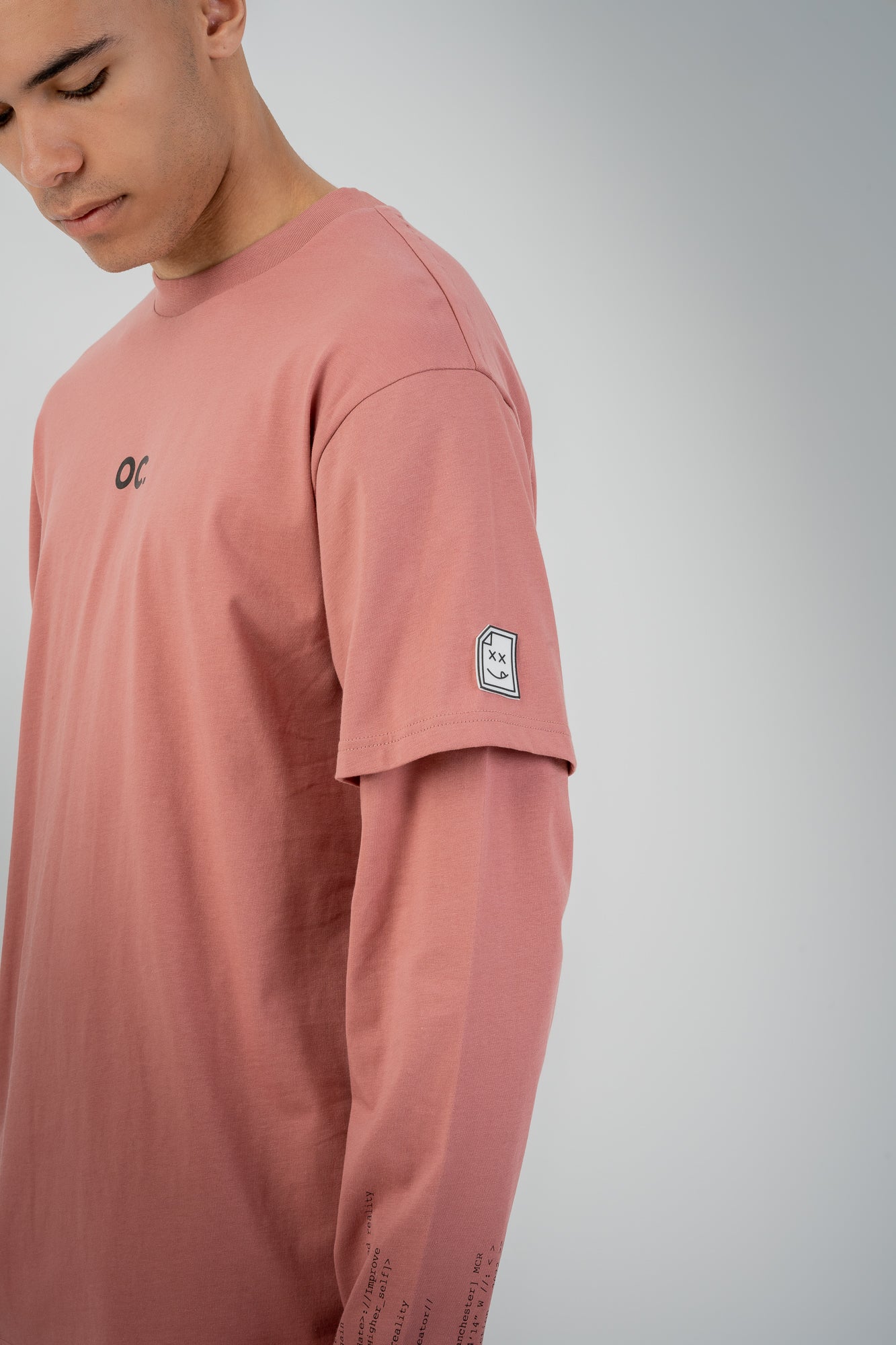OC. Layered Sleeve T-Shirt - Dusky Pink