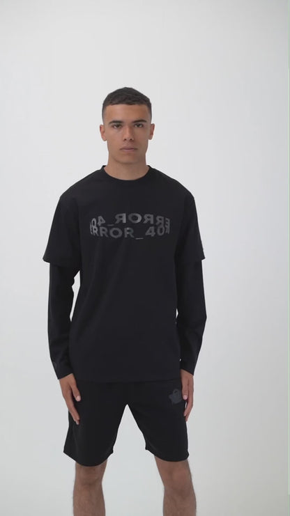 Error Circuit Layered Sleeve T-Shirt - Jet Black