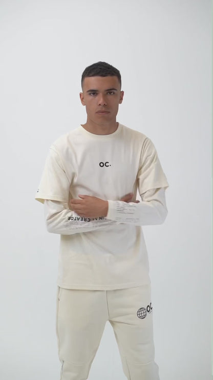 OC. Layered Sleeve T-Shirt - Off White