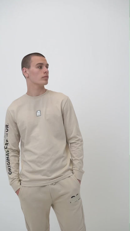 Smiley_404 Long Sleeve T-Shirt - Sand Stone