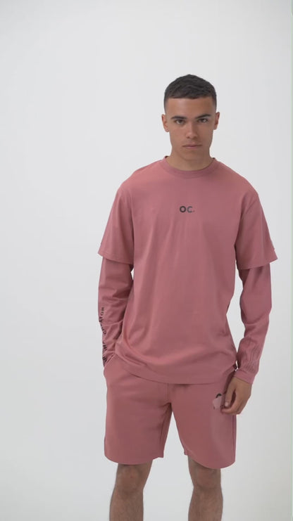 OC. Layered Sleeve T-Shirt - Dusky Pink